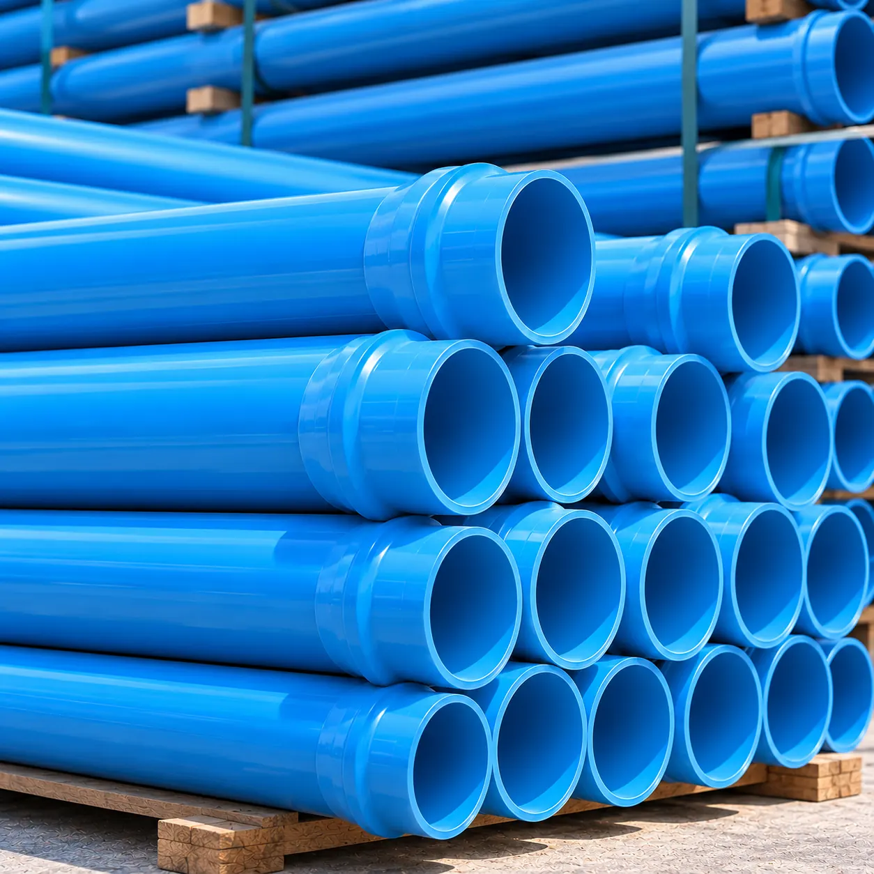 Blue UPVC borewell pipes