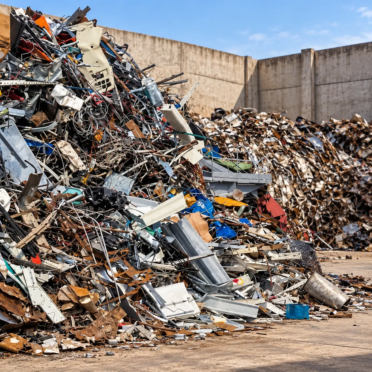 Mixed scrap metal in a yard